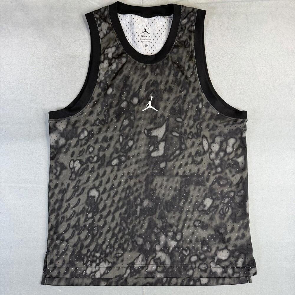 Air Jordan Sport Mesh Jersey Mens Medium 'Black' Gray Dri Fit 23 Graphic Jumpman